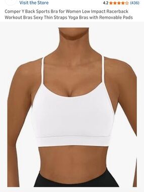 White Thin-Strap Racerback Sports Bra - Comfortable Low-Impact Support
